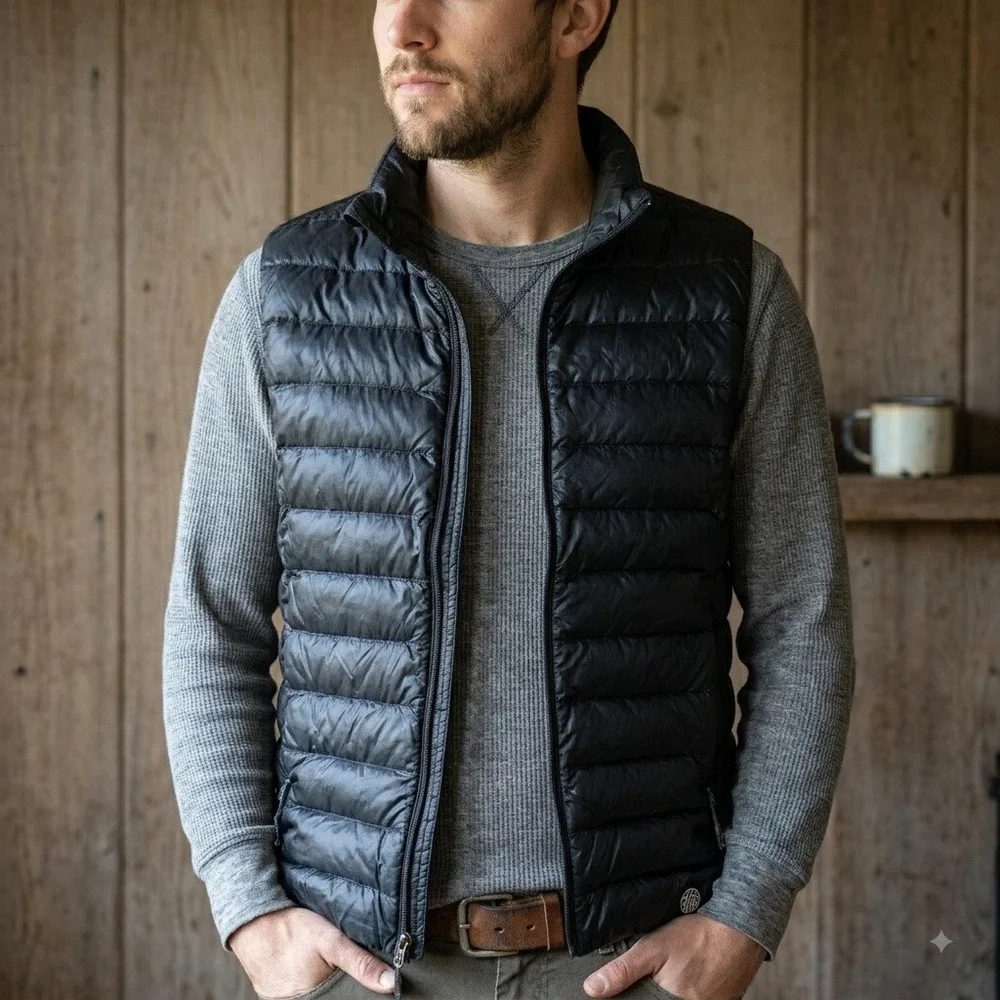 REI Co-op Mens Vest Small Black Puffer Down Insulated Quilted Hiking Outdoor